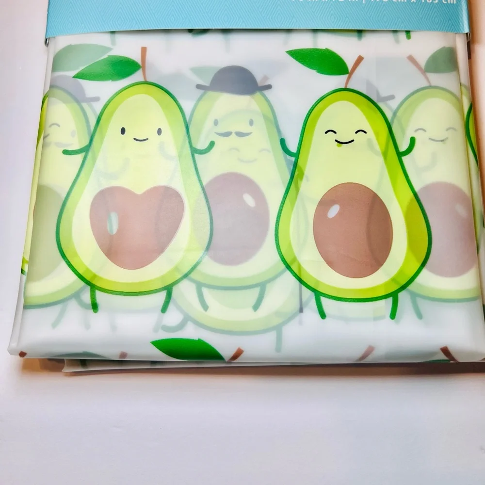 Avocado Dudes Peva Shower Curtain Hat Sunglasses Mustache Fun